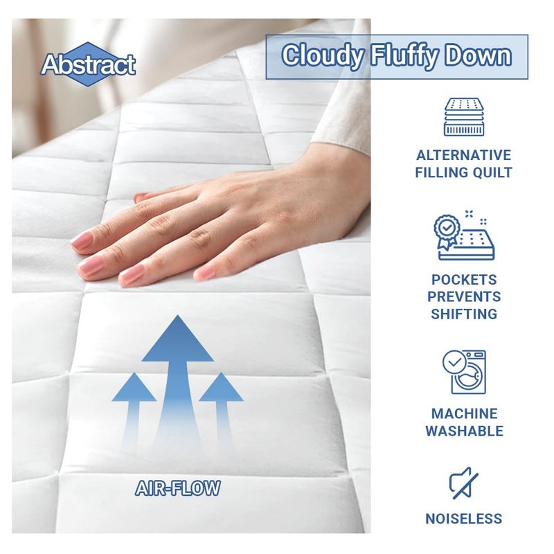 Abstract Waterproof Mini Crib Mattress Protector - Quilted, Fitted Cover for Bassinet - Breathable Crib Mattress Pad - Noiseless- Machine Washable - 24" x 38" Mini Crib, White - Image 4